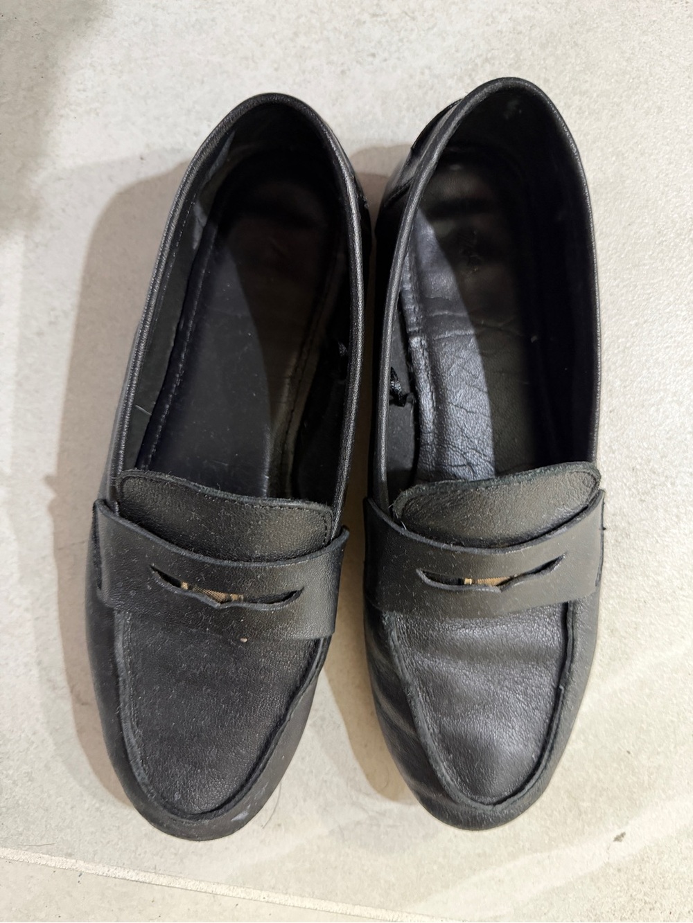 Zara Black Leather Penny Loafers
